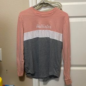 Pink, Grey, White Hollister Long Sleeve Tee